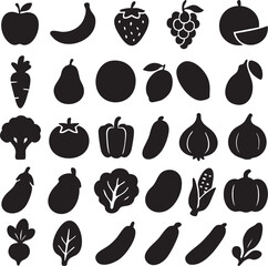 set of fruits and vegetables