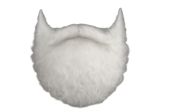 A PNG image featuring a white beard and long white hair, isolated on transparent background.