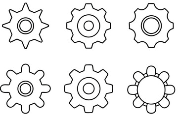 Gear Bolt Sketch Line Art
