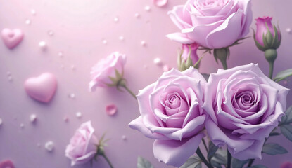 Purple rose background. Copy space. Background material.