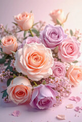 Pink rose background. Copy space. Background material. Cute. Marriage.