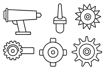 Gear Grinder Retro Line Art