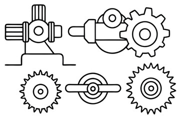 Gear Grinder Vintage Line Art
