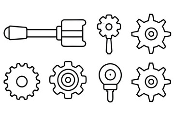 Gear Grinder Machine Line Art