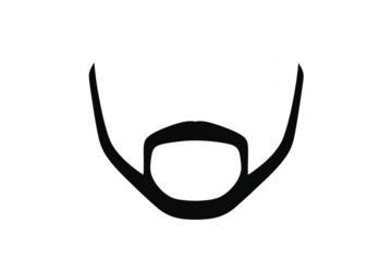 Silhouette of man's face in black and white, isolated on transparent background.