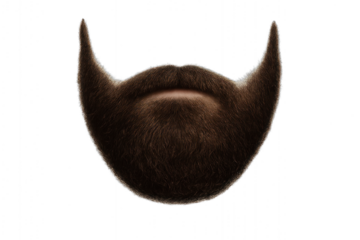 beard and mustache, wearing glasses, isolated on transparent background.