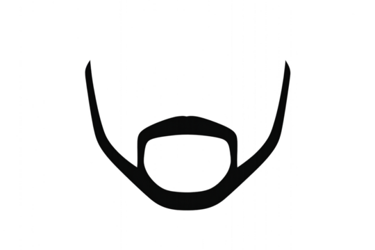 Silhouette of man's face in black and white, isolated on transparent background.