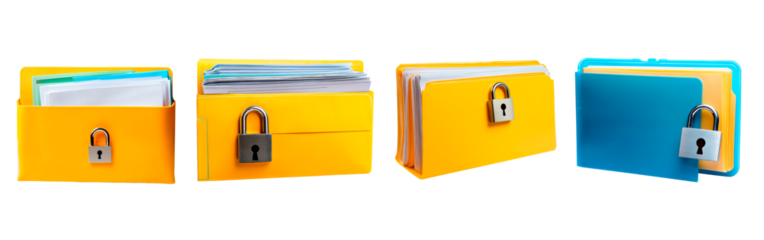 File Folder with Padlock Representing Privacy and Security Concept, PNG