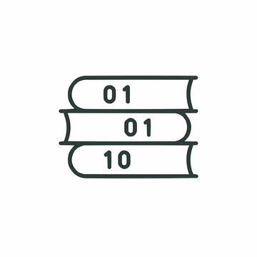 Stack of books with binary code (0 and 1) on the spine &mdash; minimal and symbolic of learning to code.