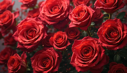 Obraz premium Red rose background. Roses all over.