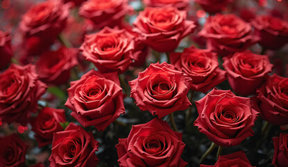 Obraz premium Red rose background. Roses all over.