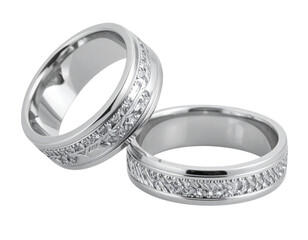 Elegant Wedding Ring Collection for Him and Her, Isolated on Transparent Background 