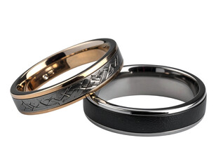 Elegant Wedding Ring Collection for Him and Her, Isolated on Transparent Background 
