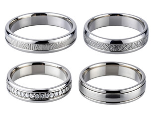 Elegant Wedding Ring Collection for Him and Her, Isolated on Transparent Background