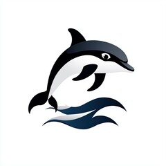 Obraz premium Stylized Dolphin Illustration Jumping from Waves