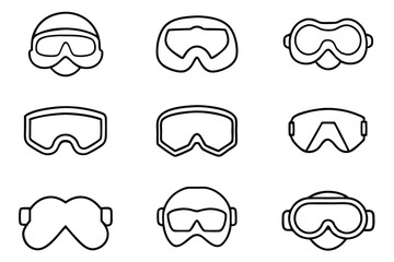 Goggles underwater view line art