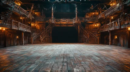 Wandcirkels Piraten  Empty pirate ship deck background designed for a theater stage scene.  © SS Digital