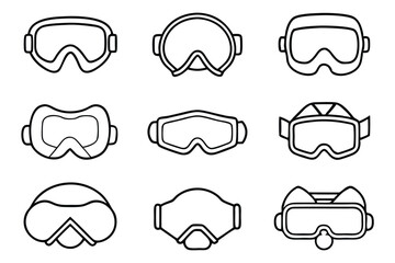 Goggles protect eyes line art