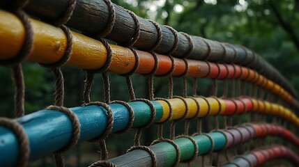 Colorful wooden play structure