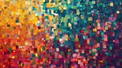 Fototapeta premium Vibrant chromatic mosaic of textured brushstrokes evoking cheerful emotions
