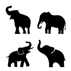 black and white elephant silhouette image