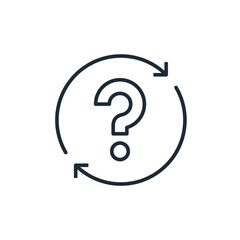 Frequently asked, repeated question. Vector linear illustration icon isolated on white background.