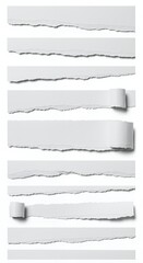 Torn paper strips collection on white background
