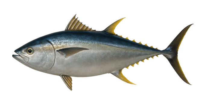 Side view of a yellowfin tuna fish