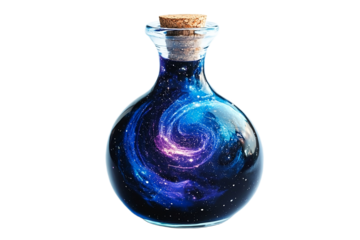 Cosmic Galaxy in Glass Bottle art blue  