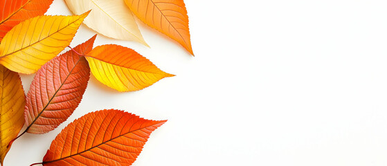 Fototapeta premium Colorful Autumn Leaves Against White Background
