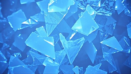 Fractured blue ice crystals, cool abstract background, shard concept