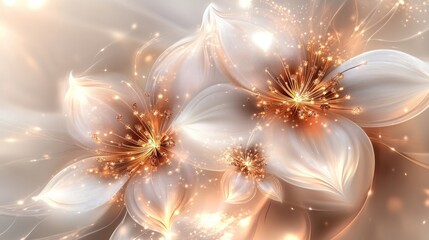 Elegant, luminous flowers in a soft, glowing style.