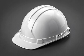 A white hard hat for construction and safety isolated on a gray background