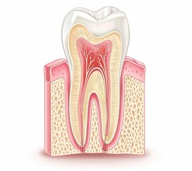 Detailed Human Tooth Anatomy Cross Section Illustration