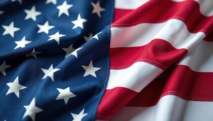 Crisp image of a folded American flag, sharp creases , symbol, flag