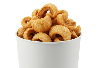 Pork rinds in bowl isolated on transparent background