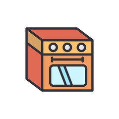 Stylized Kitchen Oven Appliance For Baking And Roasting On Transparent