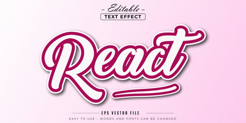 Pink and red react text theme, editable text effect.