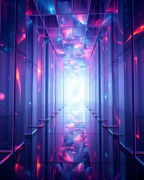 illustration with the image of a colorful, fantastic tunnel in the form of a glowing portal, for the design of your designs in the fantasy style
