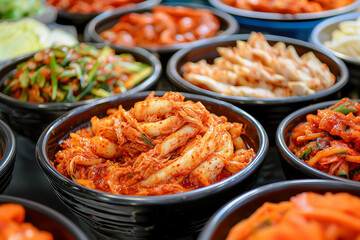 Bowls of Fermented Kimchi