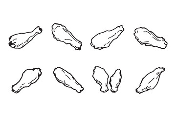 Chicken Wings line art