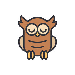 Sleeping Owl Cartoon Character Illustration With Closed Eyes