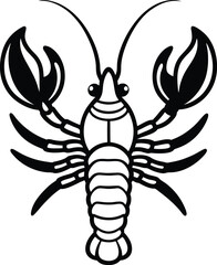 Lobster Silhouette Vector Illustration On White Background