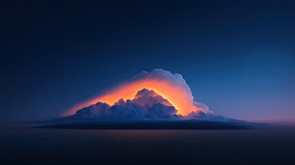 Glowing orange cloud formation against a dark gradient blue sky
