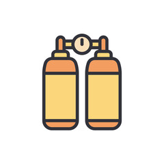 Two Gas Cylinders With A Pressure Gauge On A Transparent Backdrop