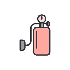 Graphical Depiction Of Oxygen Tank With Regulator And Hose For Medical Use