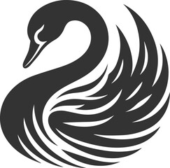 Wild bird black vector silhouette of a swan