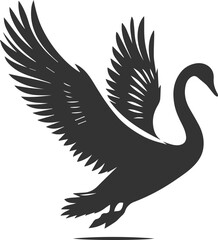 Wild bird black vector silhouette of a swan