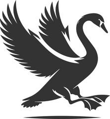 Obraz premium Wild bird black vector silhouette of a swan