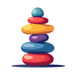 Colorful stacked stones symbolizing growth and balance, modern design